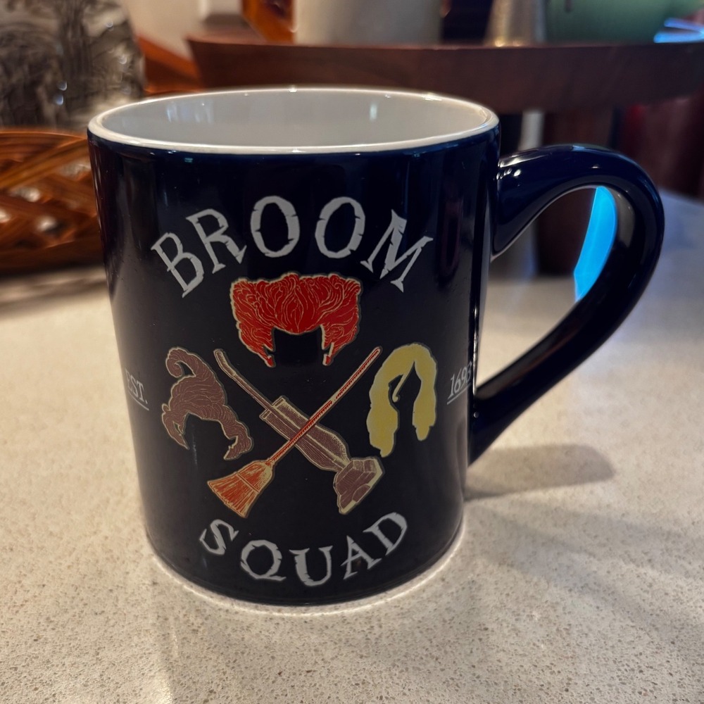 Disney Hocus Pocus Broom Squad Navy Blue Ceramic Coffee Mug 14oz Silver Buffalo